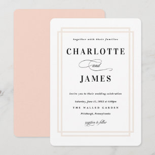 Simple Frame Peach Classic Wedding Invitation