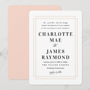 Simple Frame Peach Classic Wedding Invitation