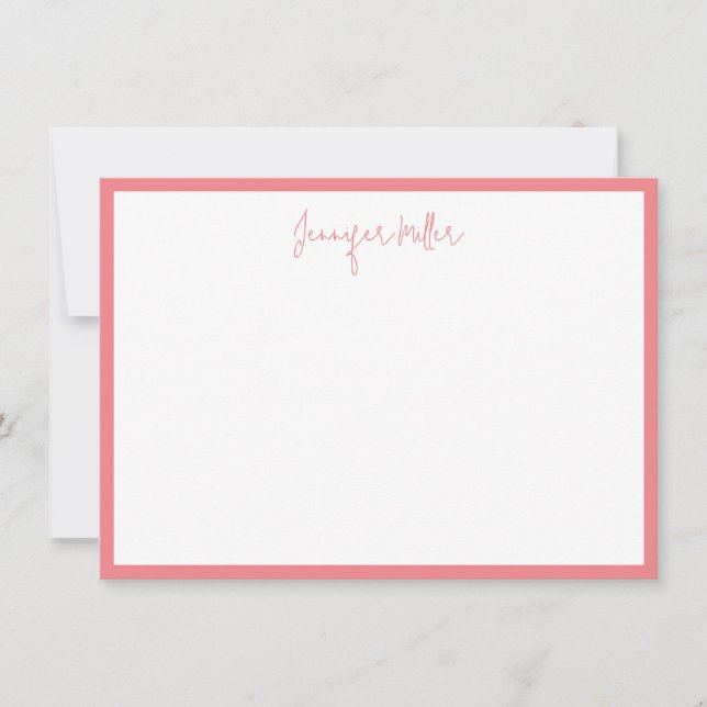 Simple Frame Tall Script Editable Coral Custom Card (Front)