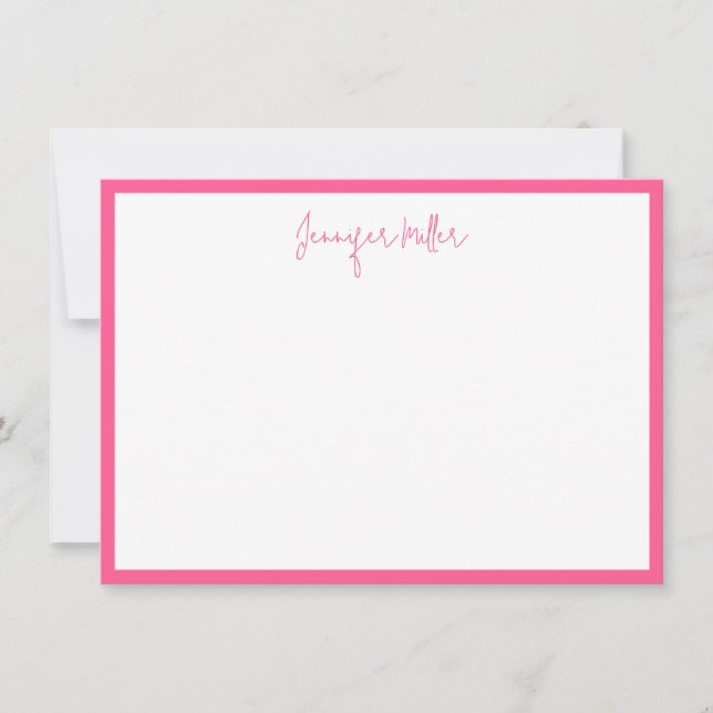 Simple Frame Tall Script Editable Hot Pink Custom Card (Front)