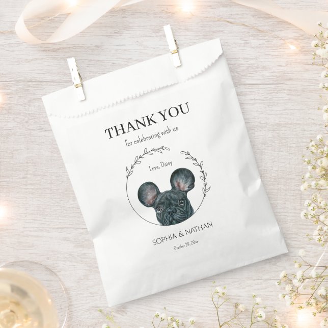 Simple French Bulldog Wedding Thank You Favour Bag (Clipped)