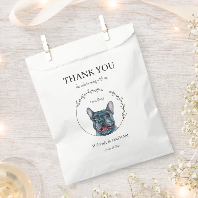 Simple French Bulldog Wedding Thank You Favour Bag (Clipped)