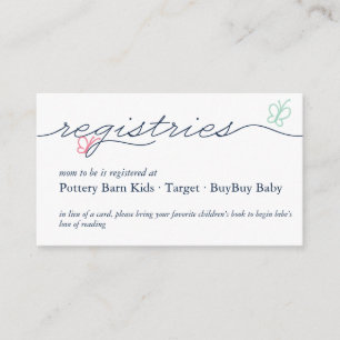 Simple French Butterfly Bebe Registry Enclosure Card