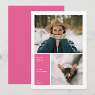 Simple French Rose frame 2 Photo Minimal Holiday Card