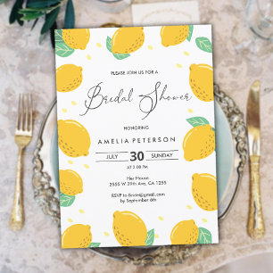 Simple Fresh and Fun Elegant Lemon Bridal Shower Invitation