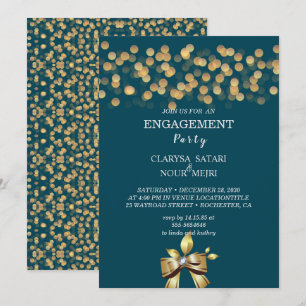 Simple fresh colourful gold  bow wedding invitatio invitation
