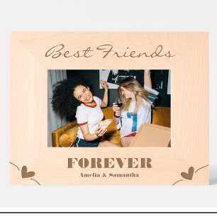 Simple Friends Names Heart Engraved wood frame 