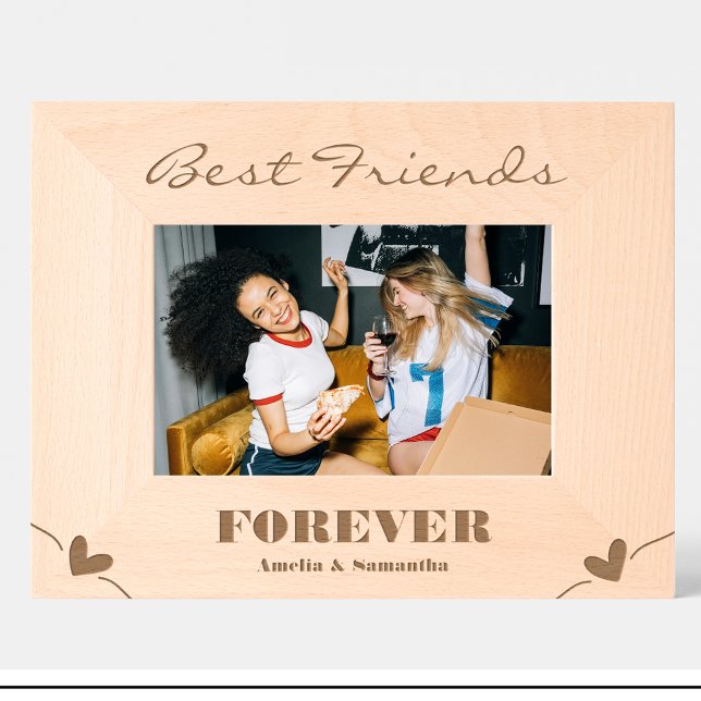 Simple Friends Names Heart Engraved wood frame  (Creator Uploaded)