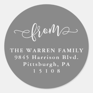 Simple from slate grey return address sticker