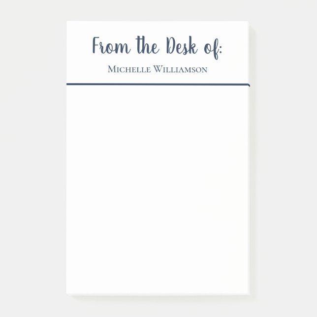 Simple From the Desk of Elegant Script Post-it Notes (Front)