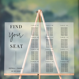 Simple Frosted Acrylic Seating Chart For Wedding