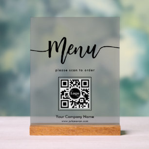 Simple Frosted Minimaliste Code QR Script de menu