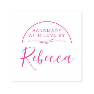 Simple Fuchsia Calligraphy Handmade With Love By Self-inking Stamp