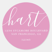 Simple Fuchsia Pink Family Return Address Label