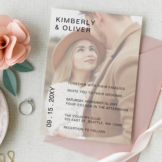 Simple Full Photo Overlay Wedding  Invitation (Creator Uploaded)