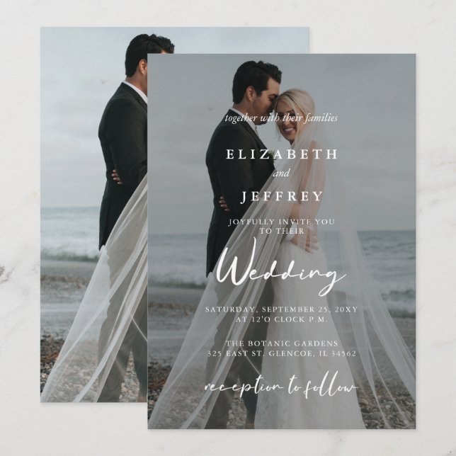 Simple Full Photo Overlay Wedding Invitation (Front/Back)