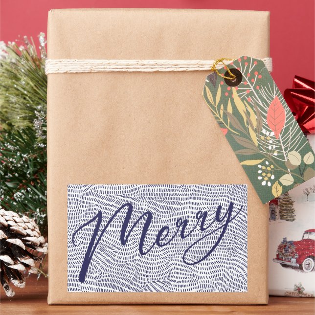 Simple Fun Blue Doodle Merry Christmas Holiday Sticker (Holiday)
