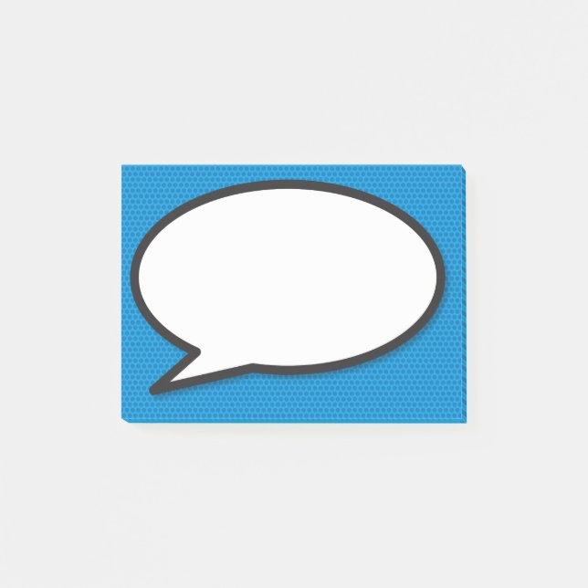 Simple Fun Comic Book Speech Bubble Blue Post-it Notes (Front)