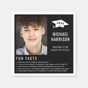 Simple Fun Facts Photo Black Graduation Napkins