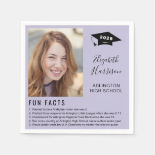 Simple Fun Facts Photo Script Purple Graduation Napkin