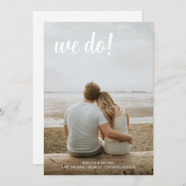 Simple fun full bleed photo We do Save The Date (Front/Back)