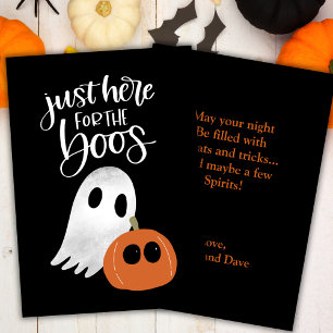 Simple & Fun Just Here For The Boos Custom Holiday Card