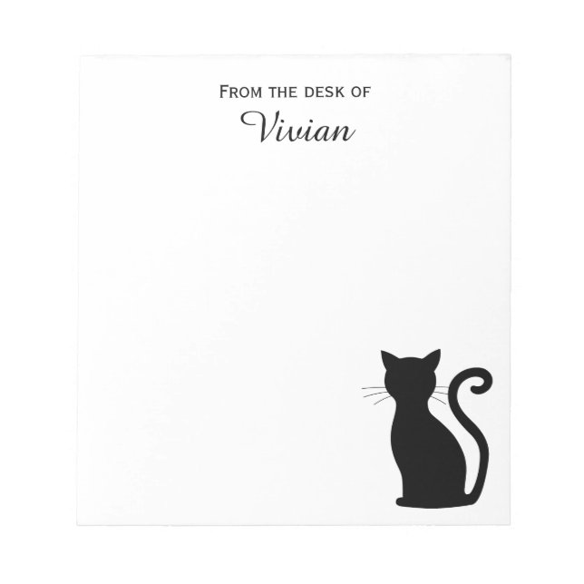 Simple Fun Modern Black Cat Cute Notepad (Front)