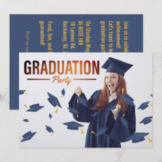 Simple  & Fun Photo Graduation Party  Invitation 