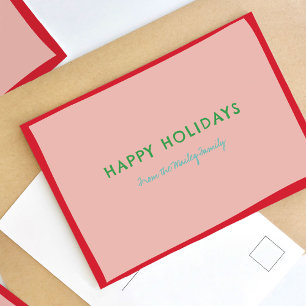 Simple Fun Pink and Red Holiday Postcard