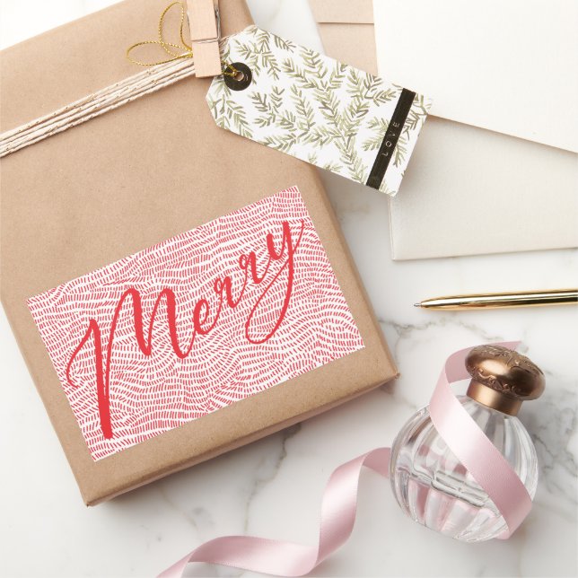 Simple Fun Red  Doodle Merry Christmas Holiday Sticker (Gifting)