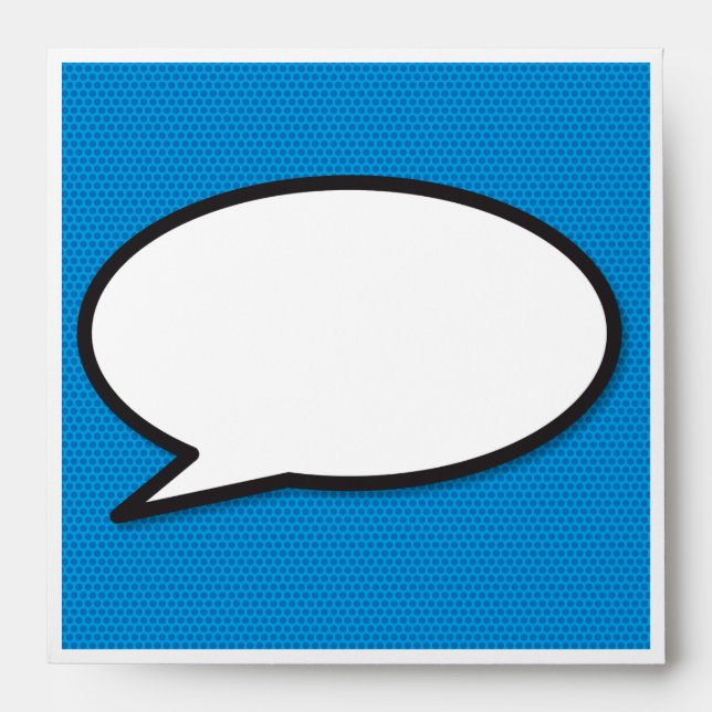 Simple Fun Speech Bubble Blue Blue Envelope (Front)