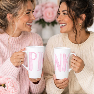 Simple Fun Watercolor Pink Latte Mug