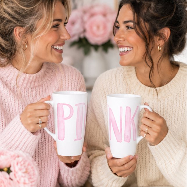 Simple Fun Watercolor Pink  Latte Mug (Creator Uploaded)