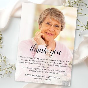 Simple Funeral Custom Photo Remembrance Sympathy Thank You Card