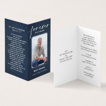 Simple Funeral Memorial Denim Prayer Photo Card