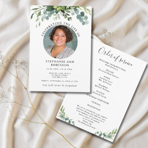 Simple  Funeral Memorial Photo Order of Service Program