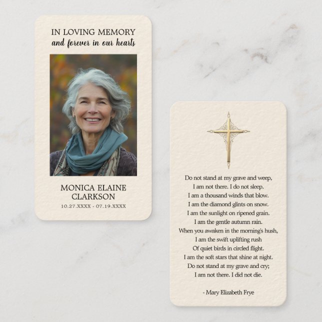 Simple Funeral Memorial Photo Prayer Card (Front/Back)