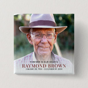 Simple Funeral Memorial Photo Remembrance  2 Inch Square Button