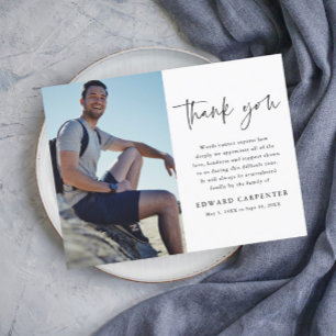 Simple Funeral Memorial Photo Thank You Postcard