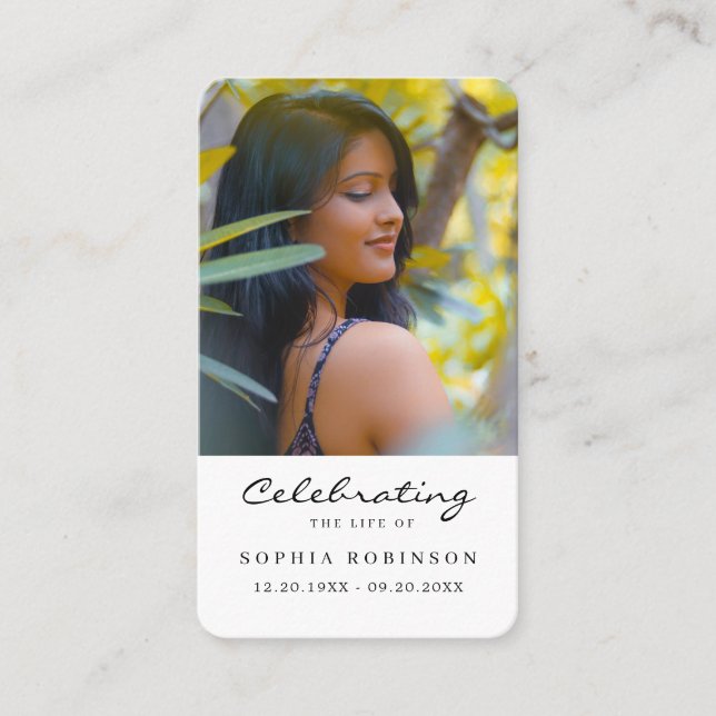 Simple Funeral Memorial Prayer Photo Card (Front)