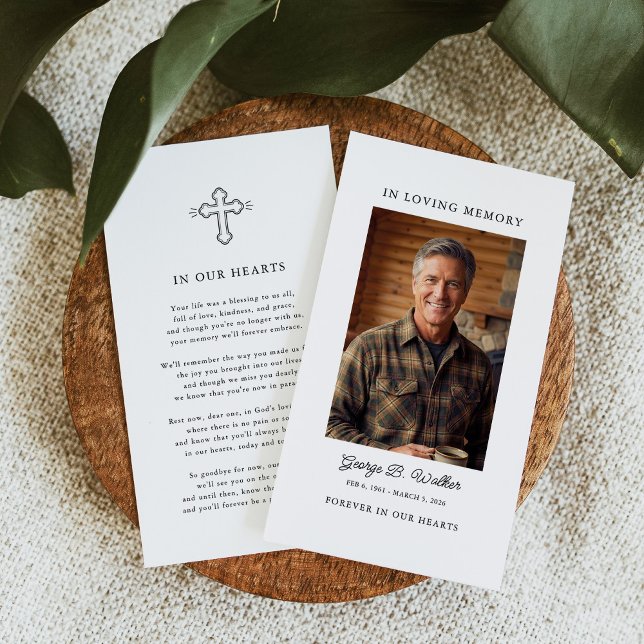 Simple Funeral Memorial Prayer Photo Card (Creator Uploaded)