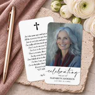 Simple Funeral Memorial Prayer Photo Card