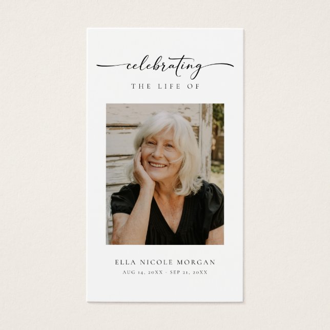 Simple Funeral Memorial Sympathy Photo Prayer Card (Front)