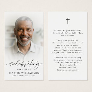 Simple Funeral Photo Cross Sympathy Prayer Card
