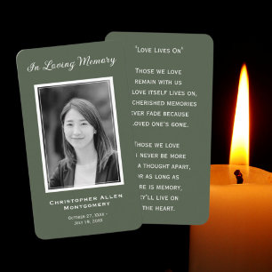 Simple Funeral Photo Memorial Prayer Card