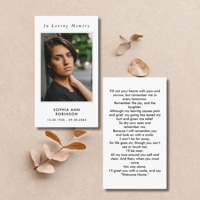 Simple Funeral Photo Memorial Prayer Card (Creator Uploaded)
