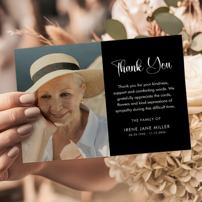 Simple Funeral Photo & Message Memorial  Thank You Card (Creator Uploaded)