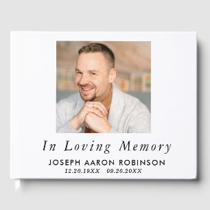 Simple Funeral Photo Modern Memorial Keepsake Guest Book
