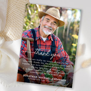 Simple Funeral Photo Personalized Remembrance Thank You Card