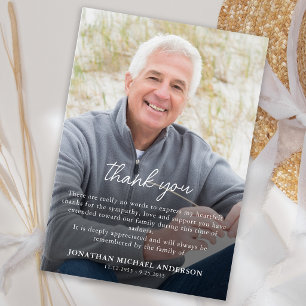 Simple Funeral Photo Personalized Remembrance Thank You Card